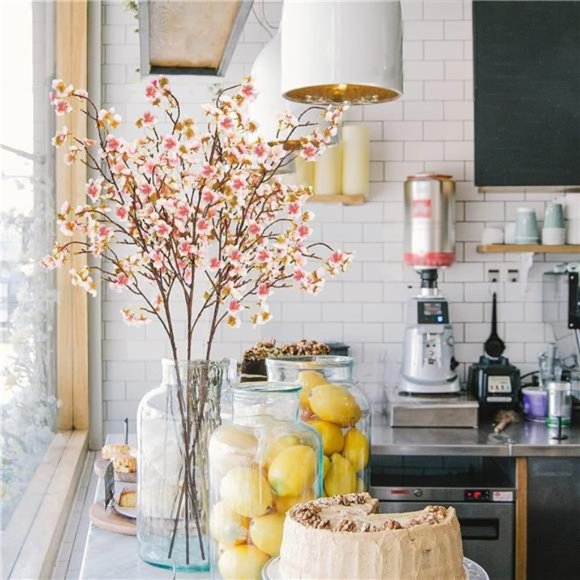 Silk Cherry Blossom Branches, 40.5in Artificial Cherry Blossom Flowers Long Stem - Picture 6 of 6